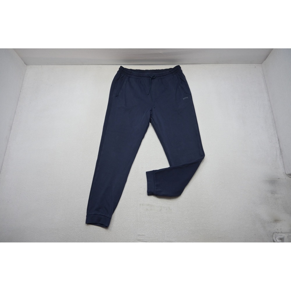 Hugo Boss Sweatpants Mens 2XL Navy Blue Logo Tapered Joggers Excellent‎